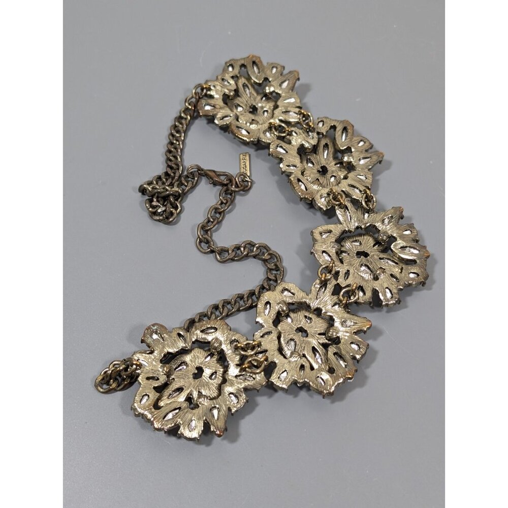 Sugarfix by BaubleBar Clear Rhinestone Collar Statement Necklace Bronze Tone 20" - Picture 9 of 10